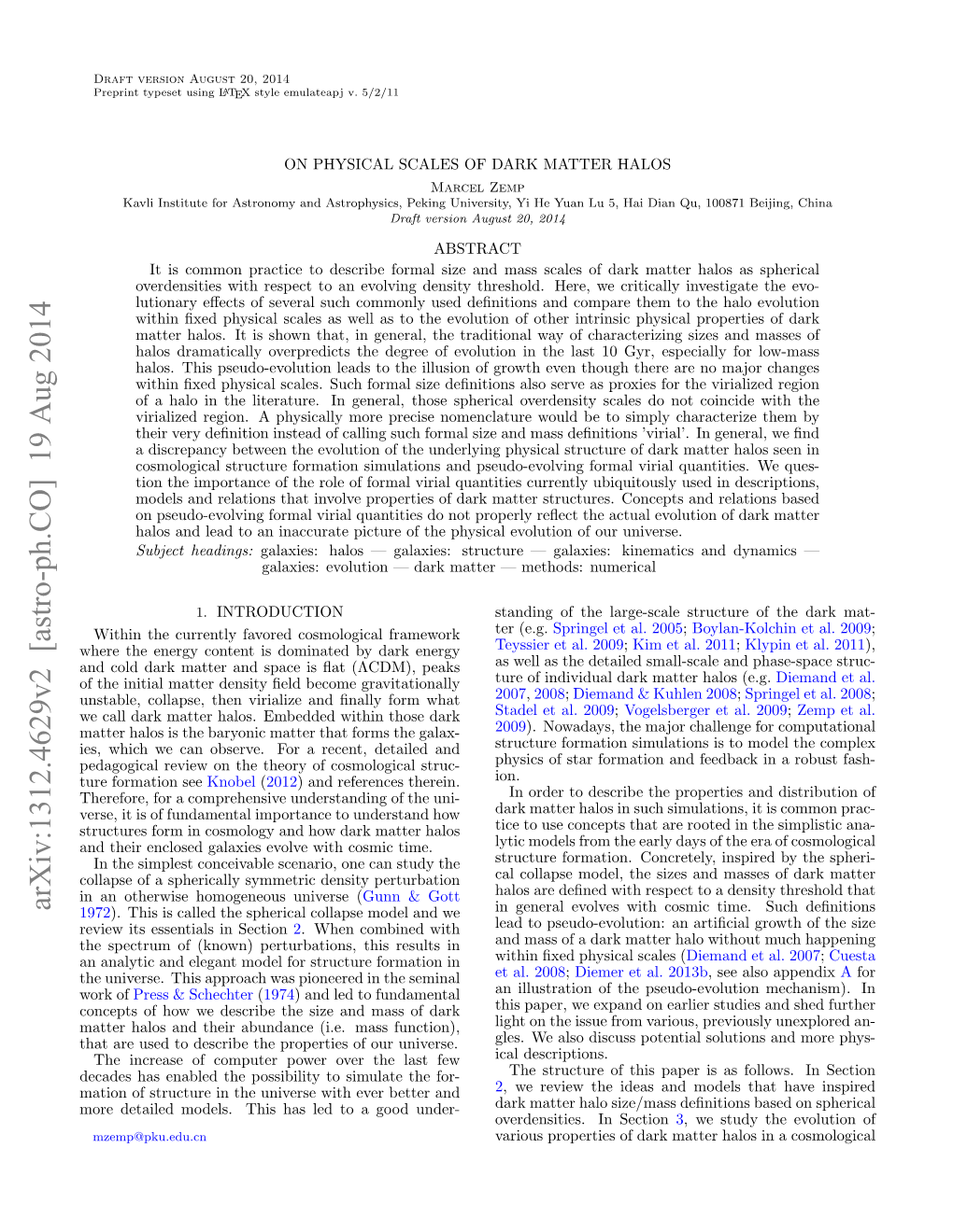 On Physical Scales of Dark Matter Halos