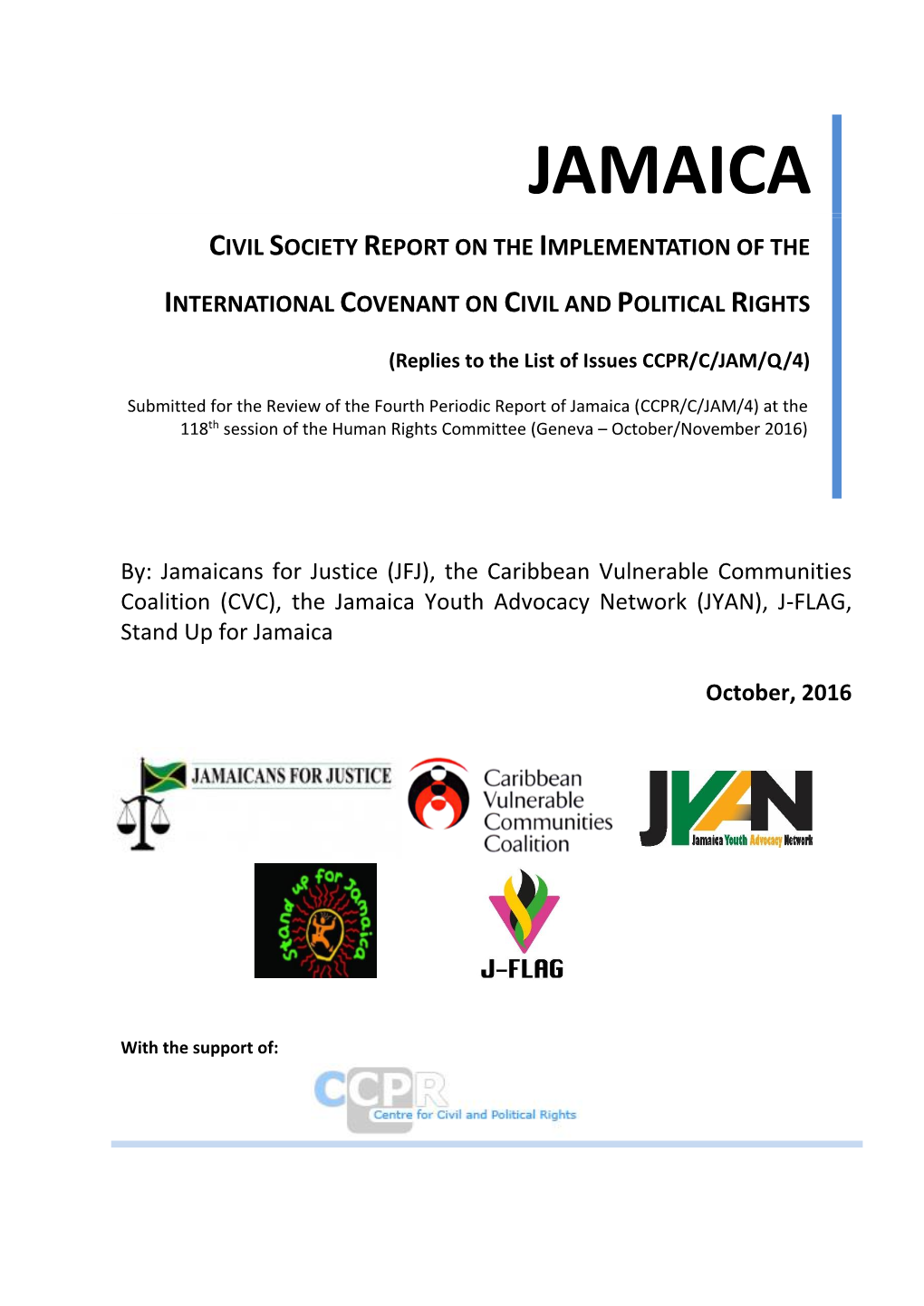 Jamaica Civil Society Report on the Implementation of The
