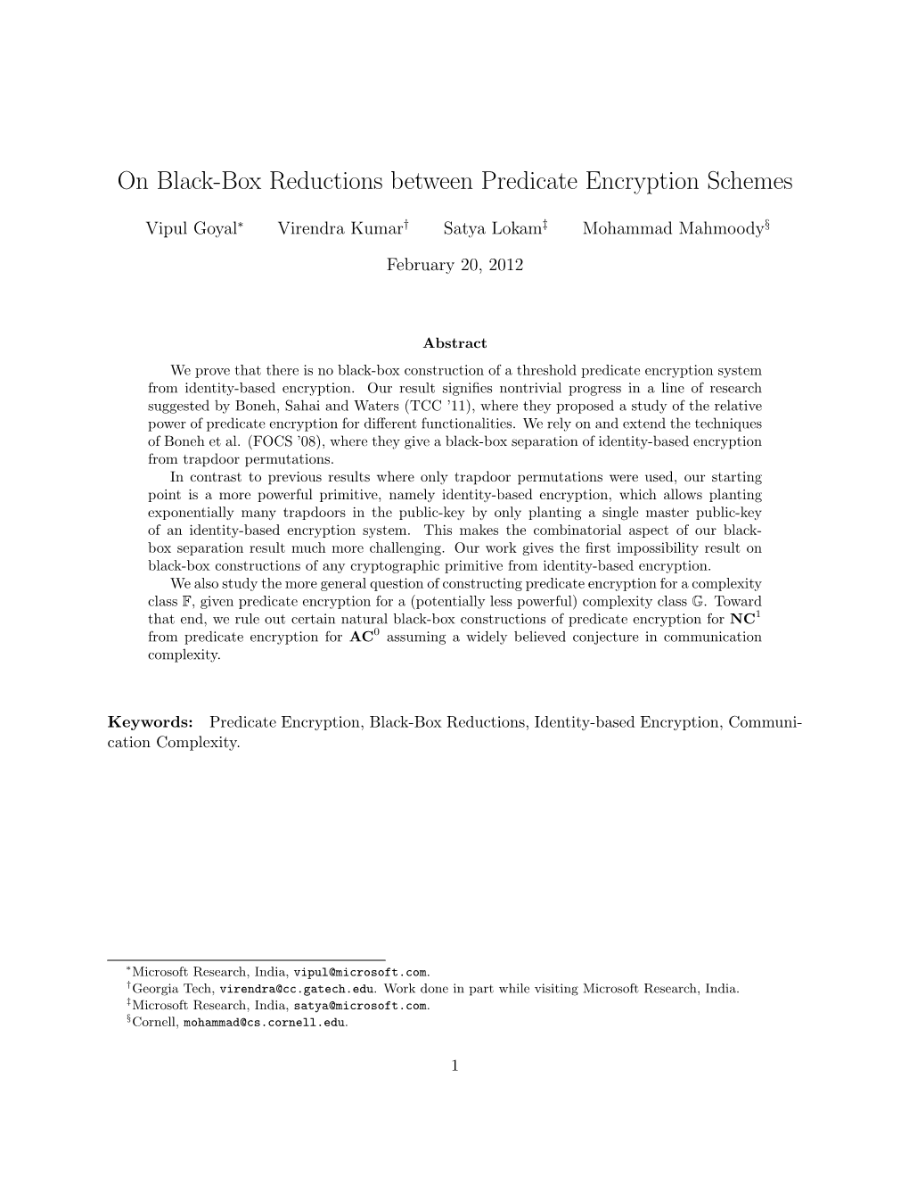 On Black-Box Reductions Between Predicate Encryption Schemes