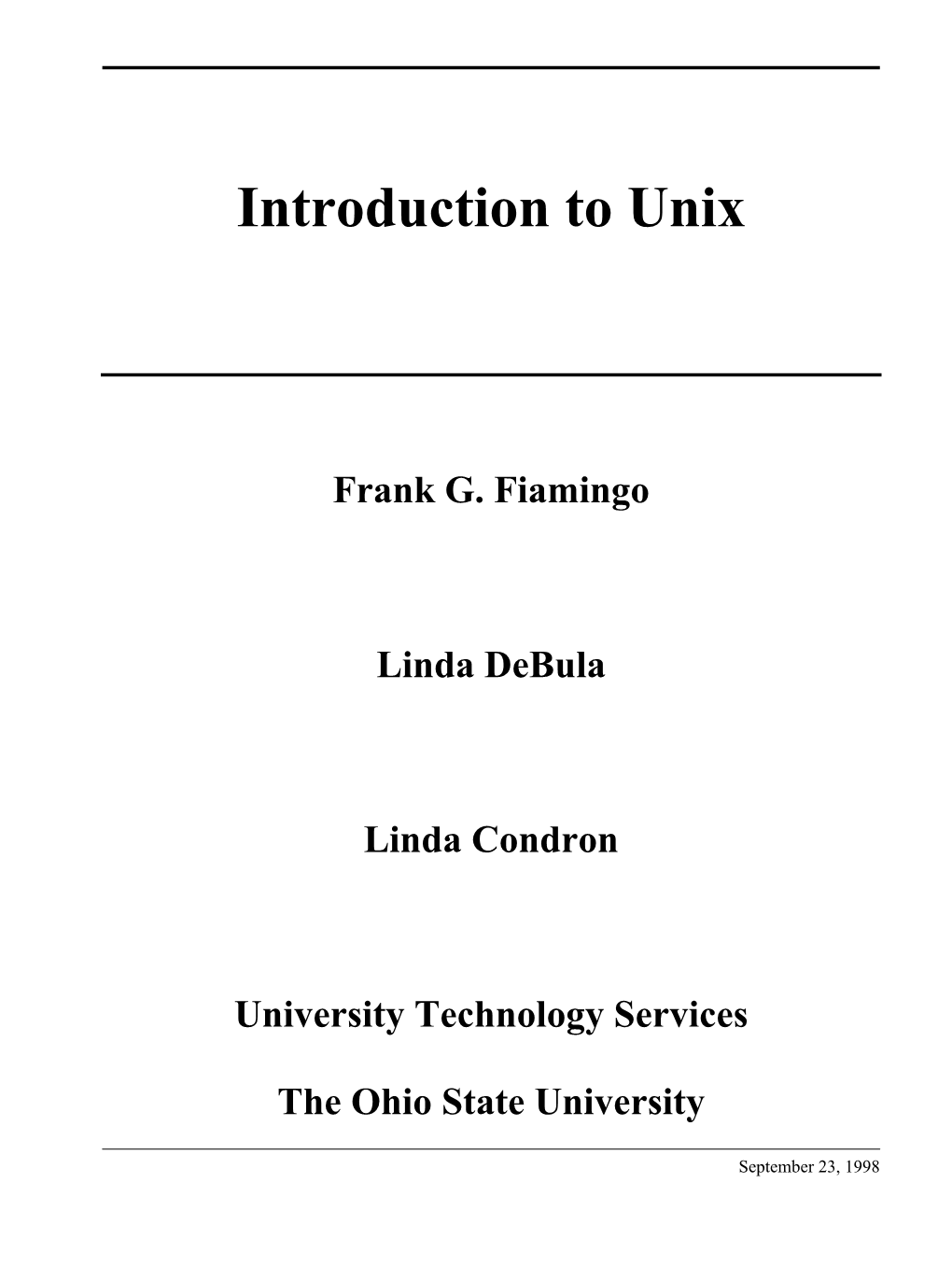 Introduction to Unix