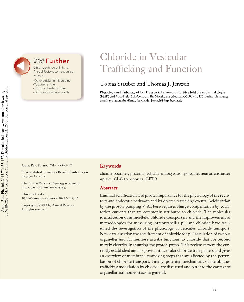 Chloride in Vesicular Trafficking and Function