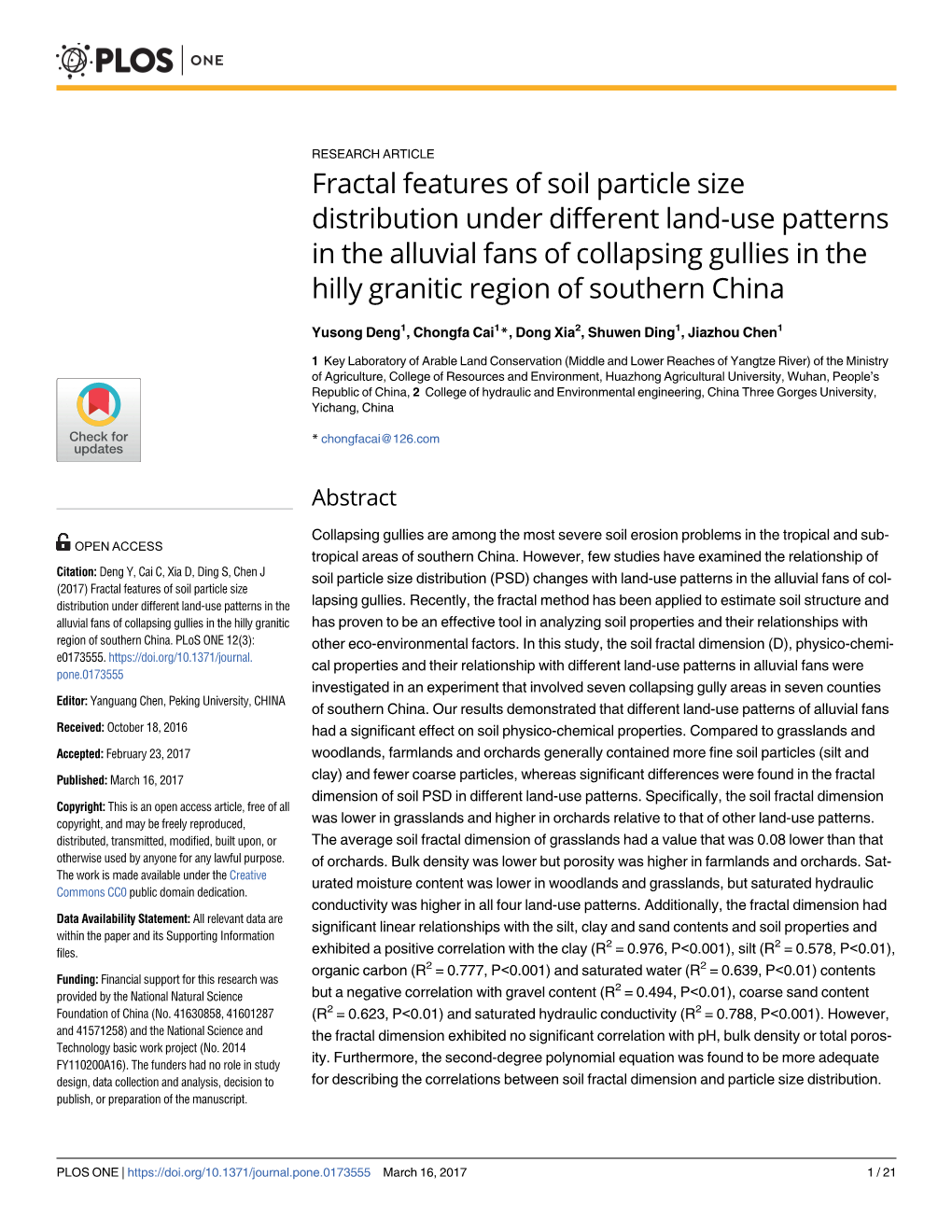 Fractal Features of Soil Particle Size Distribution Under Different Land-Use