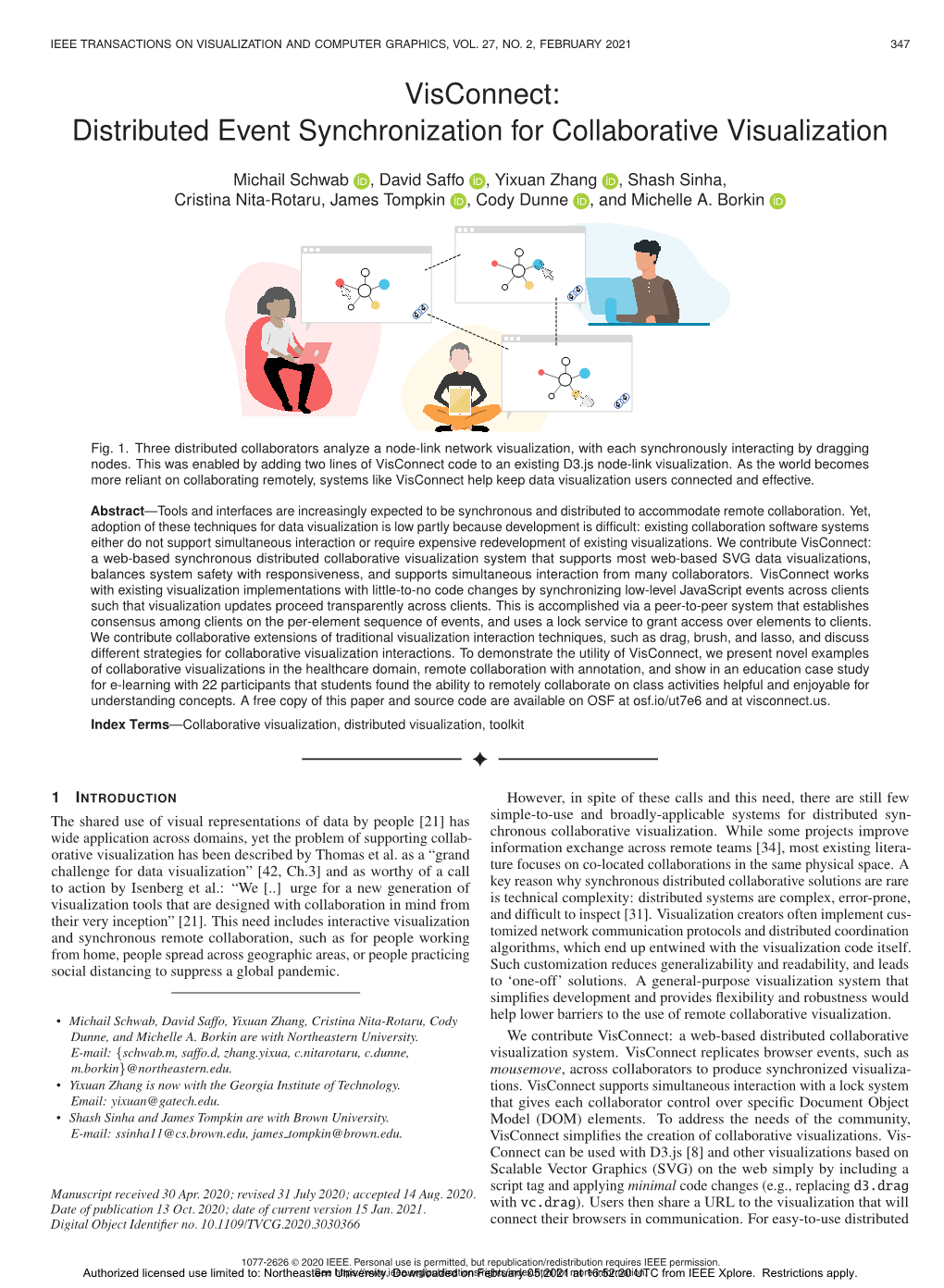 Visconnect: Distributed Event Synchronization for Collaborative Visualization