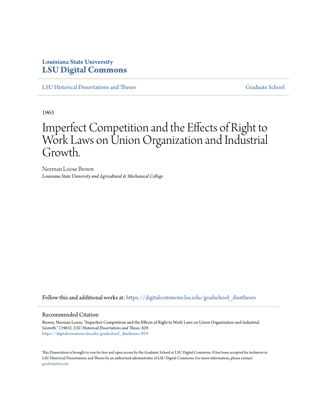 Imperfect Competition and the Effects of Right to Work Laws on Union Organization and Industrial Growth