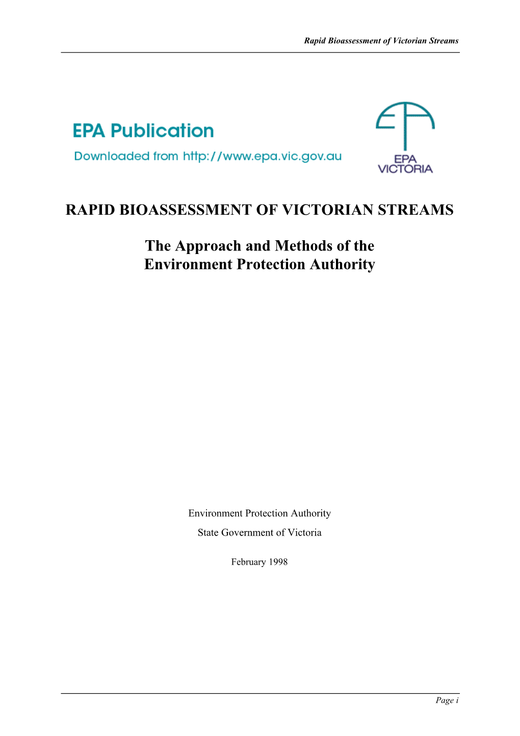 Rapid Bioassessment of Victorian Streams