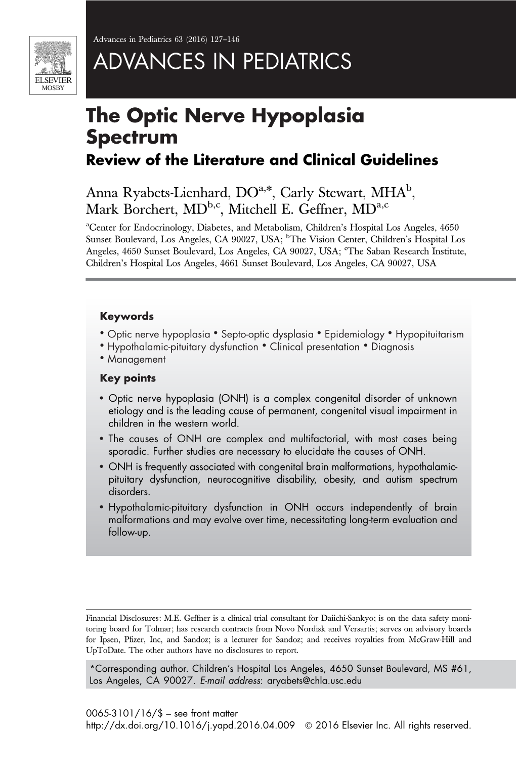 The Optic Nerve Hypoplasia Spectrum Review of the Literature and Clinical Guidelines