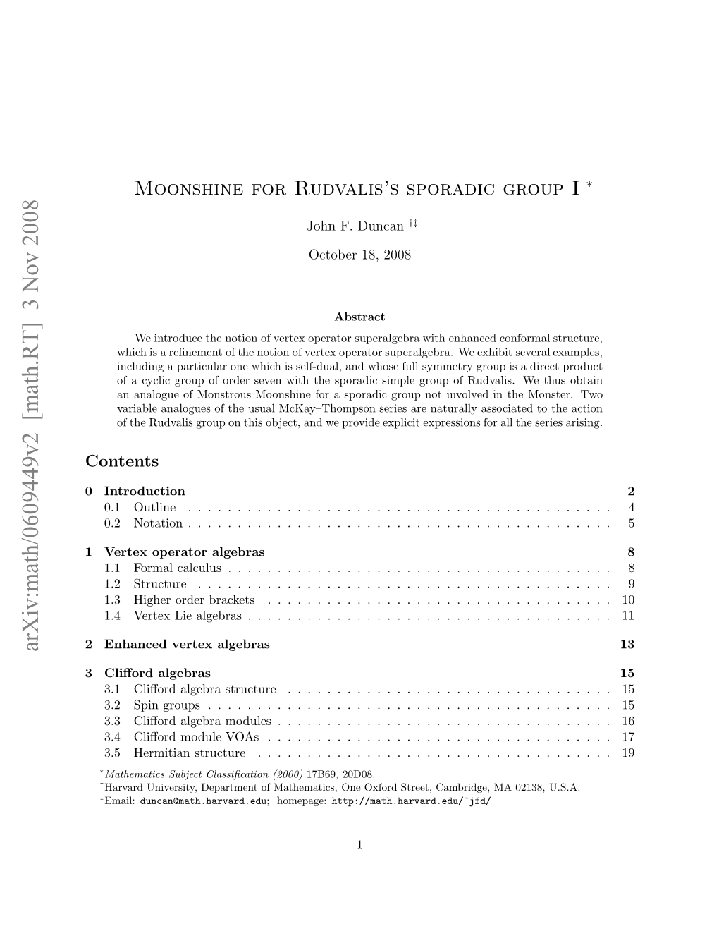 Moonshine for Rudvalis's Sporadic Group I