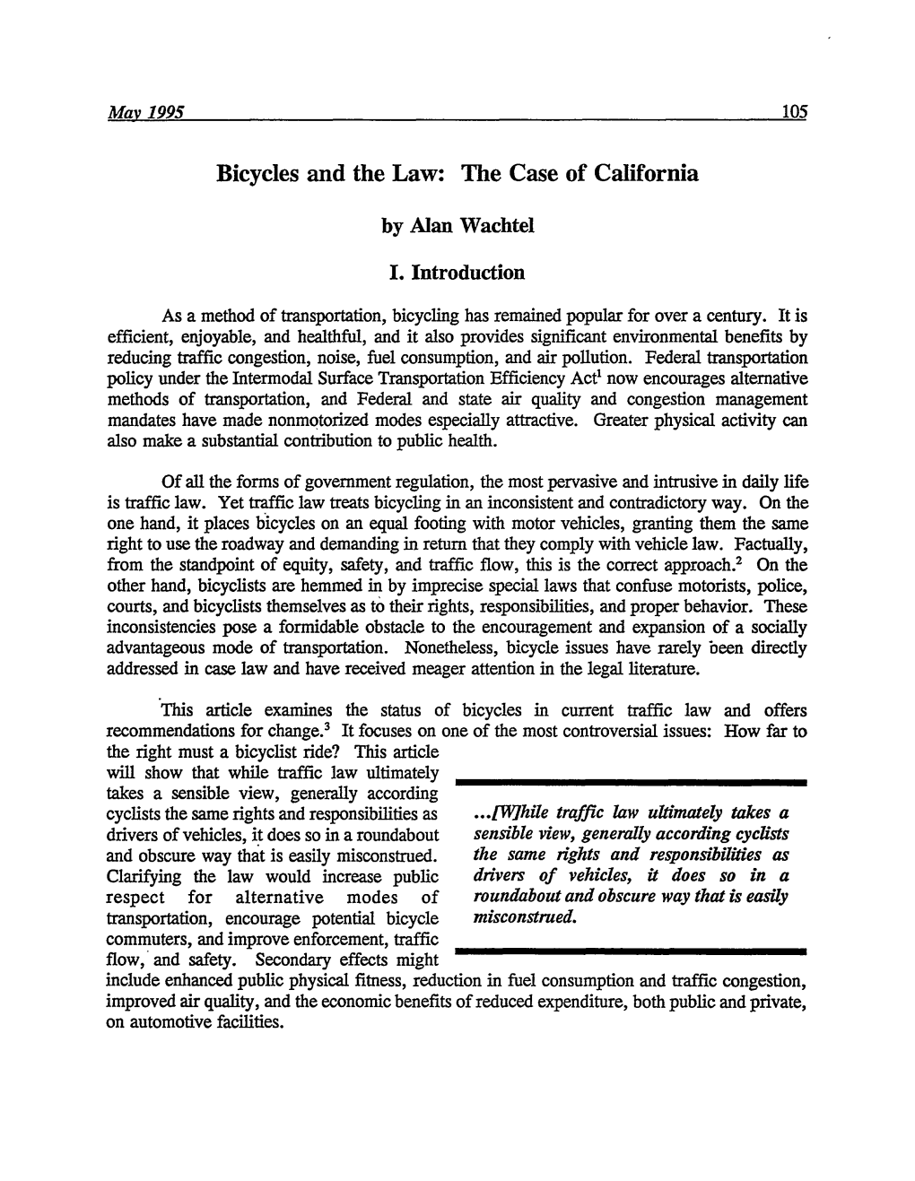 Bicycles and the Law: the Case of California