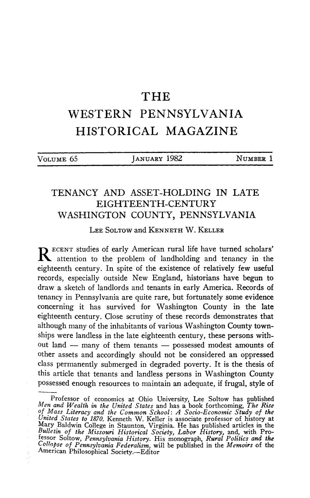 Western Pennsylvania Historical Magazine