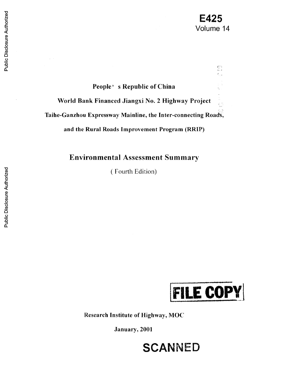 E425 Volume 14 Public Disclosure Authorized