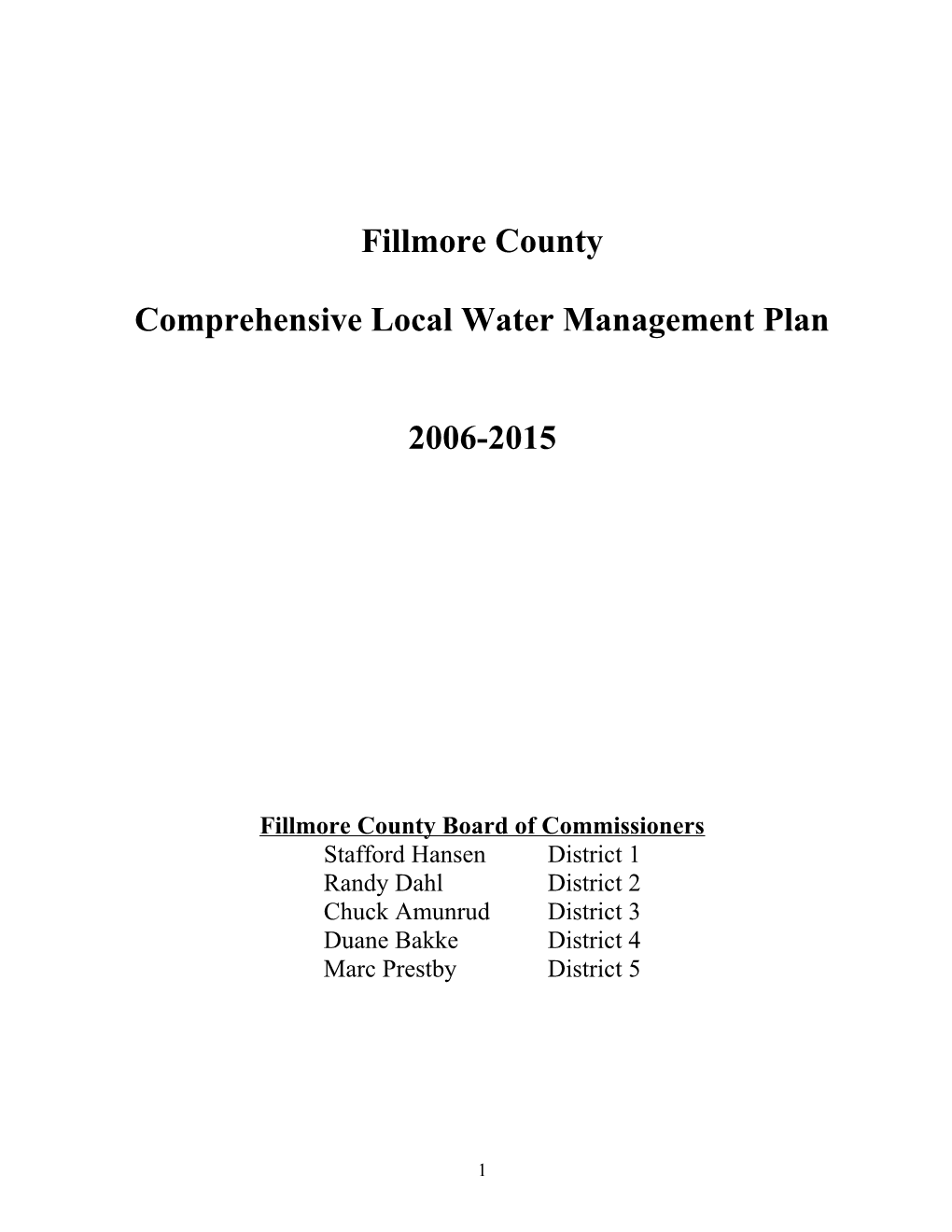 Comprehensive Local Water Management Plan