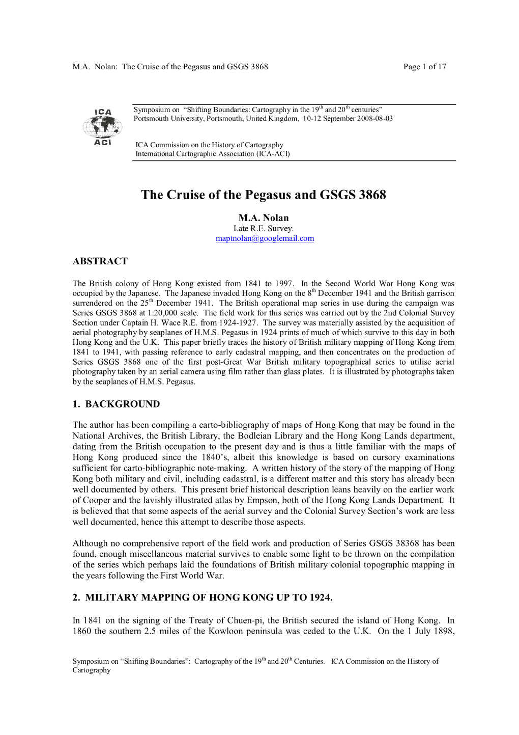 The Cruise of the Pegasus and GSGS 3868 Page 1 of 17