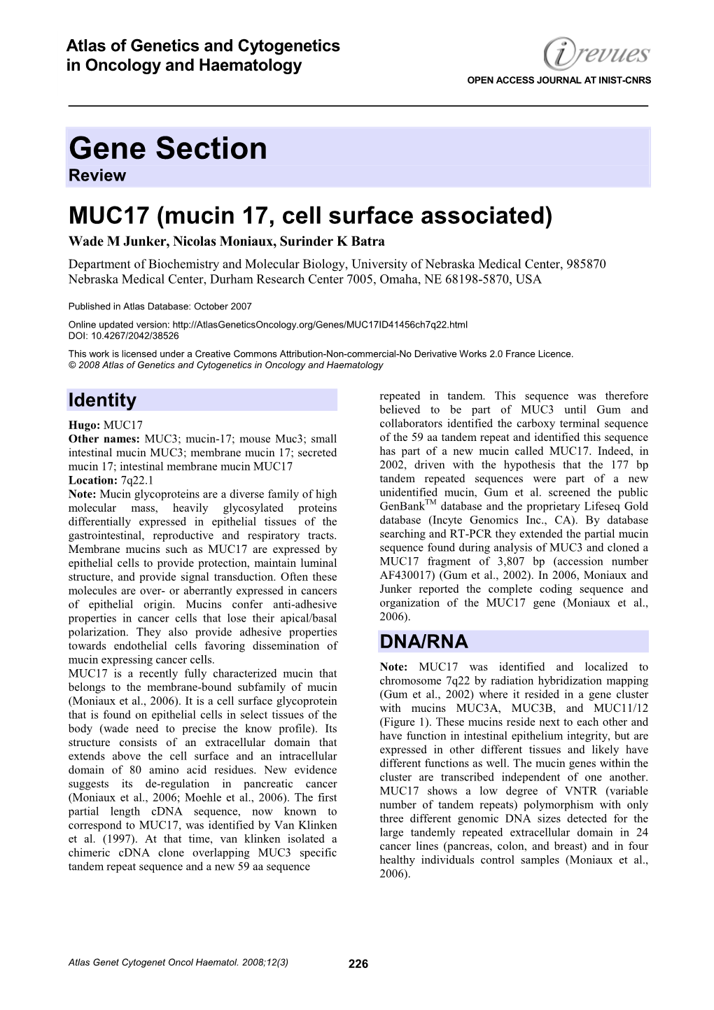 MUC17 (Mucin 17, Cell Surface Associated)