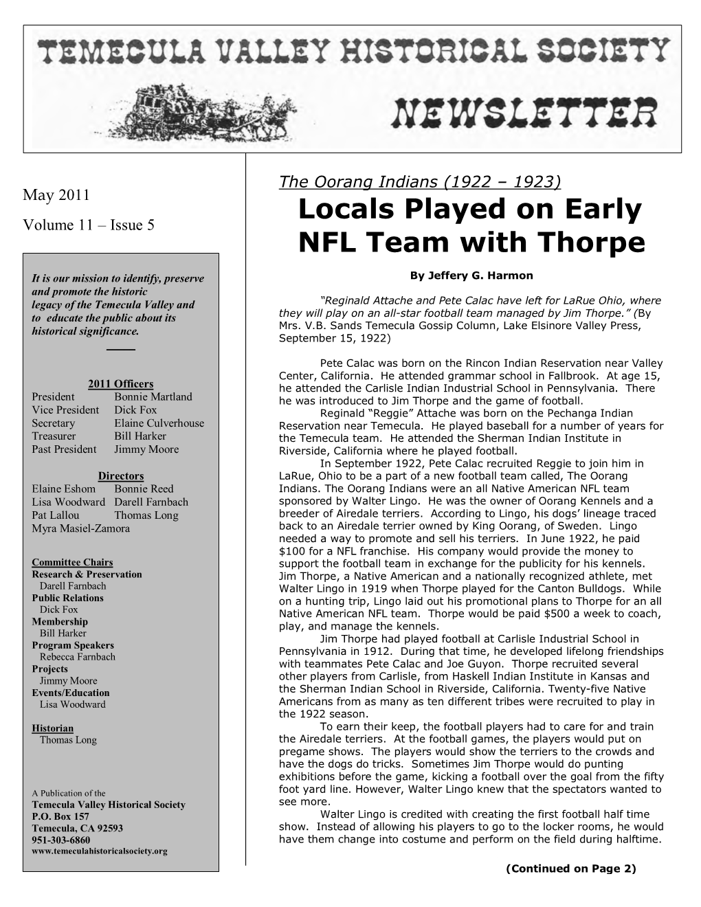 Locals Played on Early NFL Team with Thorpe