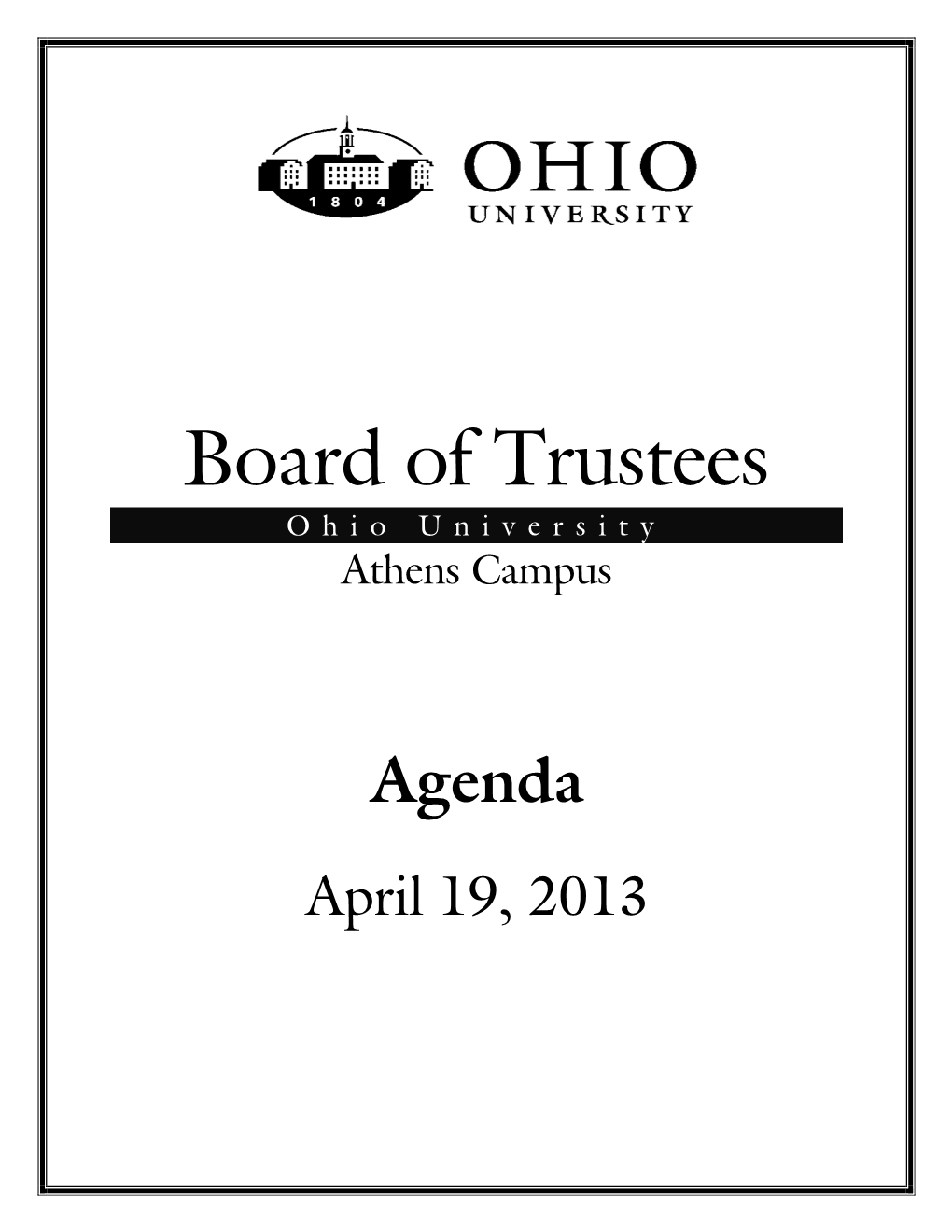 Board of Trustees Ohio University Athens Campus