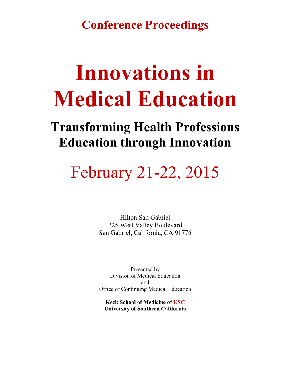 Innovations in Medical Education