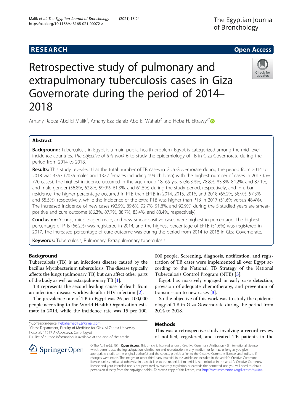 Retrospective Study of Pulmonary and Extrapulmonary Tuberculosis Cases