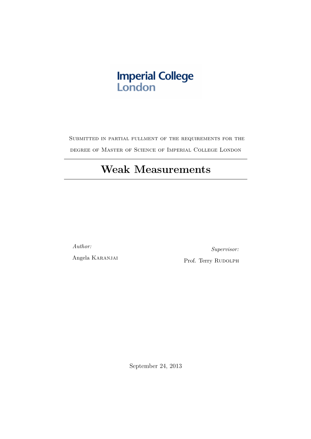 Weak Measurements