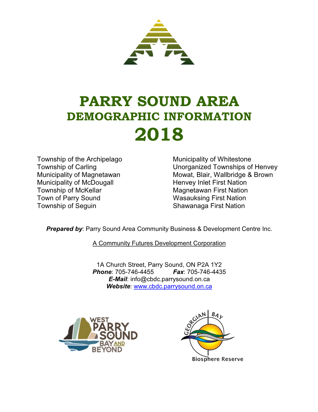 Parry Sound Area Demographic Info 2018