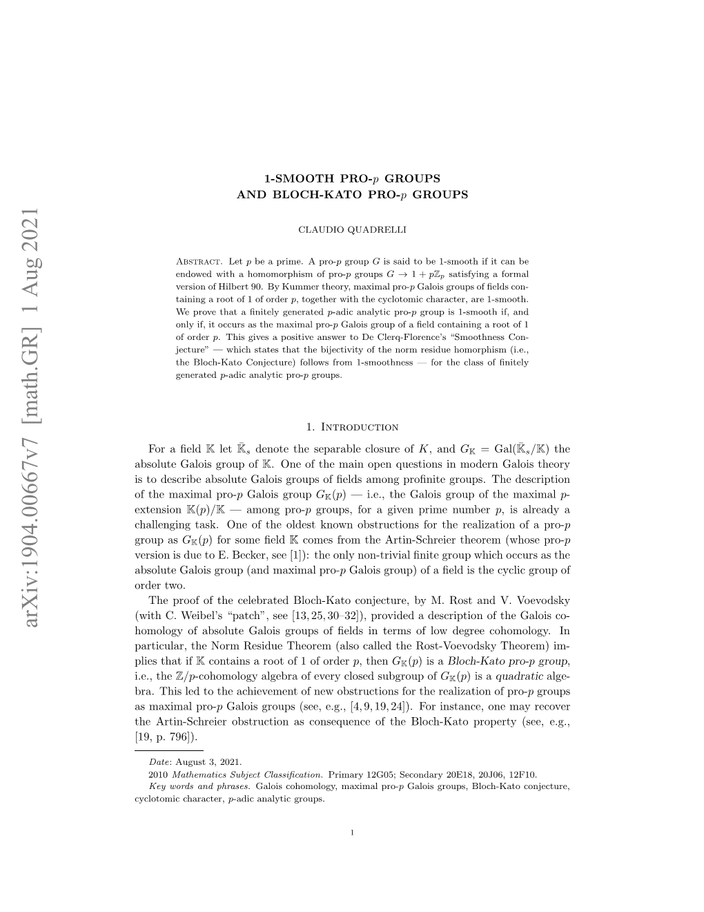 Arxiv:1904.00667V7 [Math.GR] 1 Aug 2021 R.Ti E Oteaheeeto E Btutosfrterealiza the for Obstructions New of Achievement the to Led This Bra