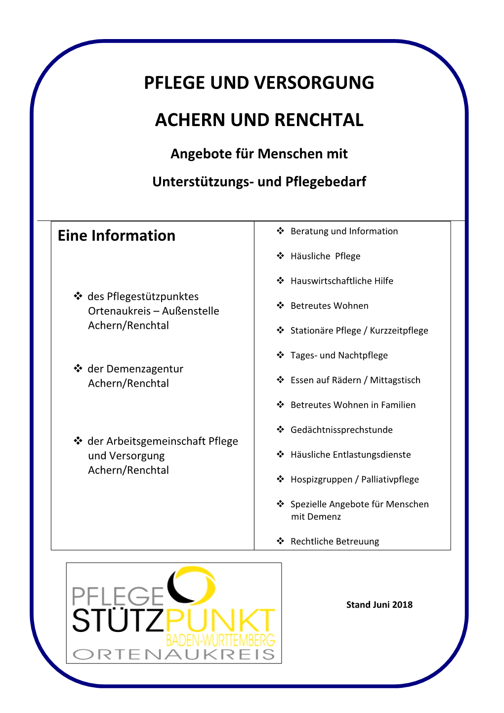 Angebote Für Menschen Mit Unterstützungs- Und Pflegebedarf