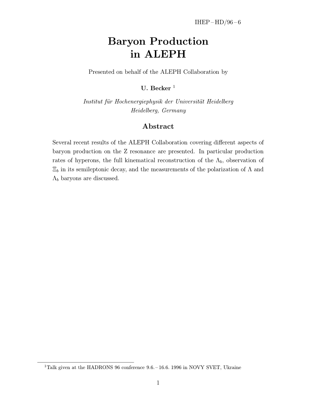 Baryon Production in ALEPH