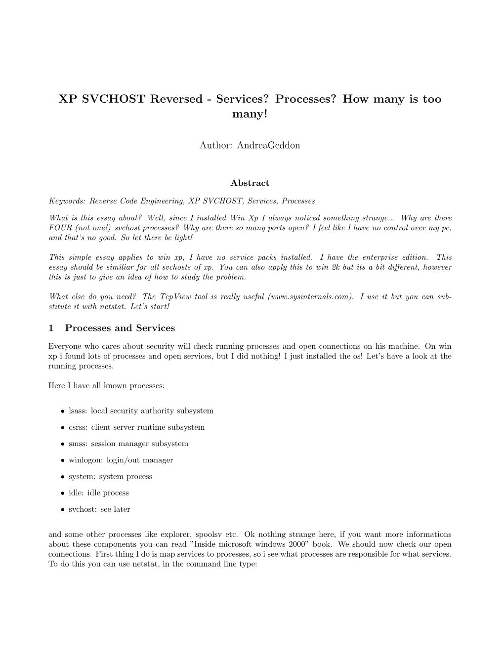 XP SVCHOST Reversed - Services? Processes? How Many Is Too Many!