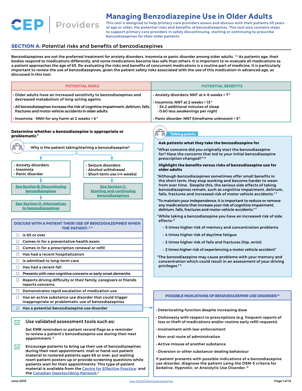 Managing Benzodiazepine Use in Older Adults Tool