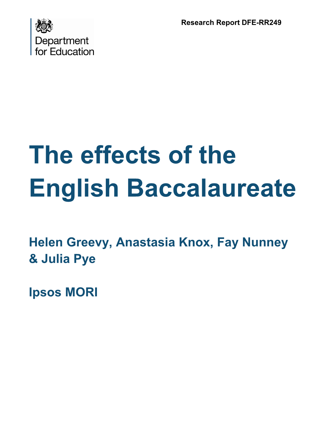 Effects of the English Baccalaureate