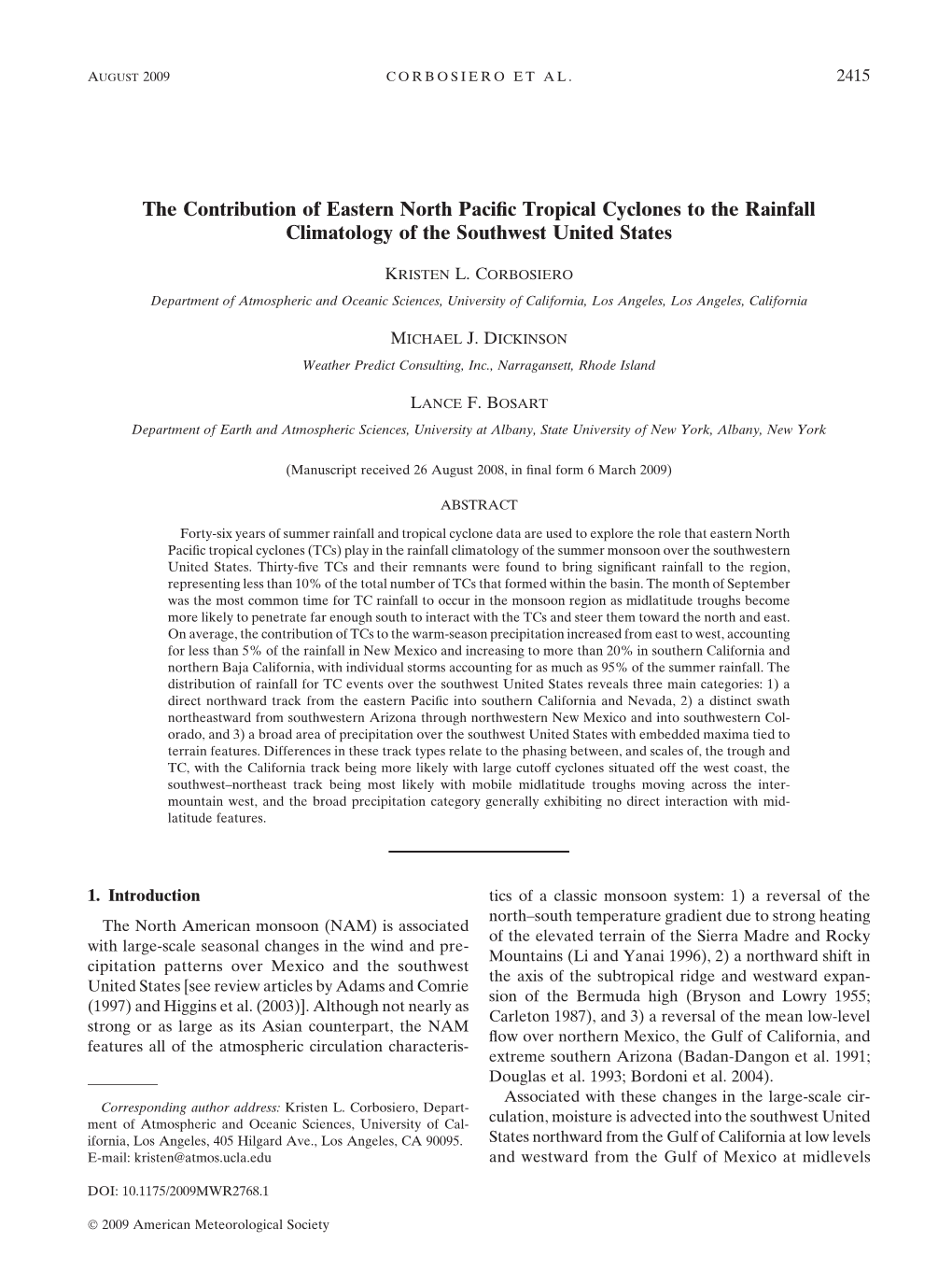 The Contribution of Eastern North Pacific Tropical Cyclones to The