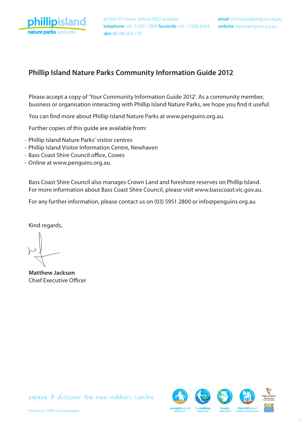 Phillip Island Nature Parks Community Information Guide 2012