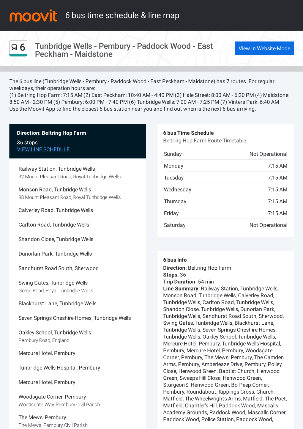 6 Bus Time Schedule & Line Route