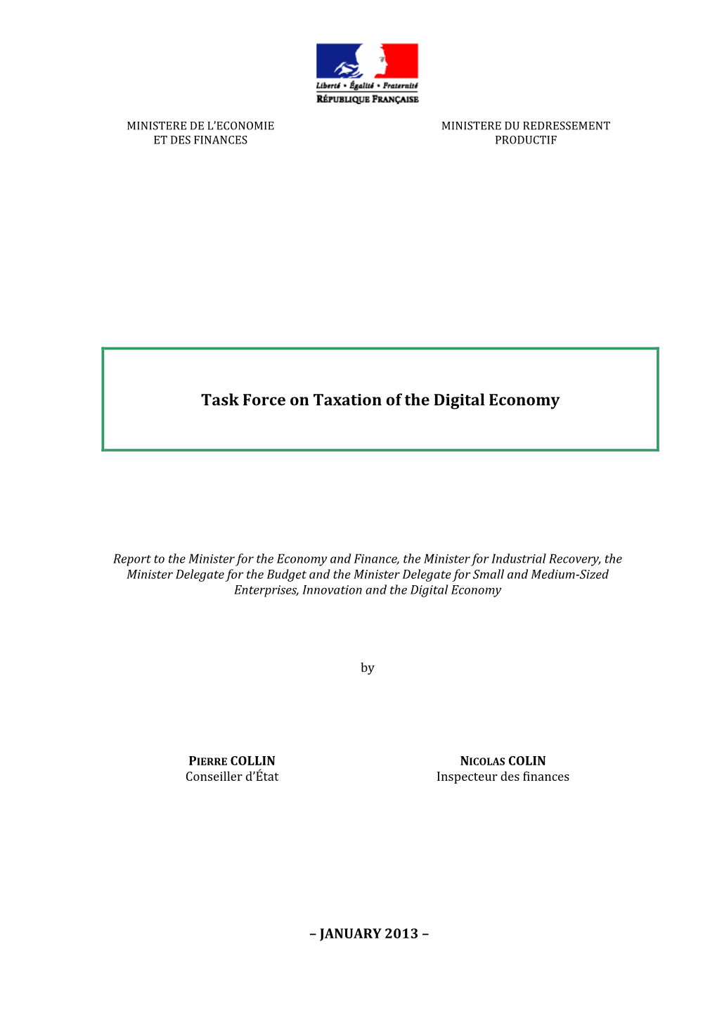 Task Force on Taxation of the Digital Economy