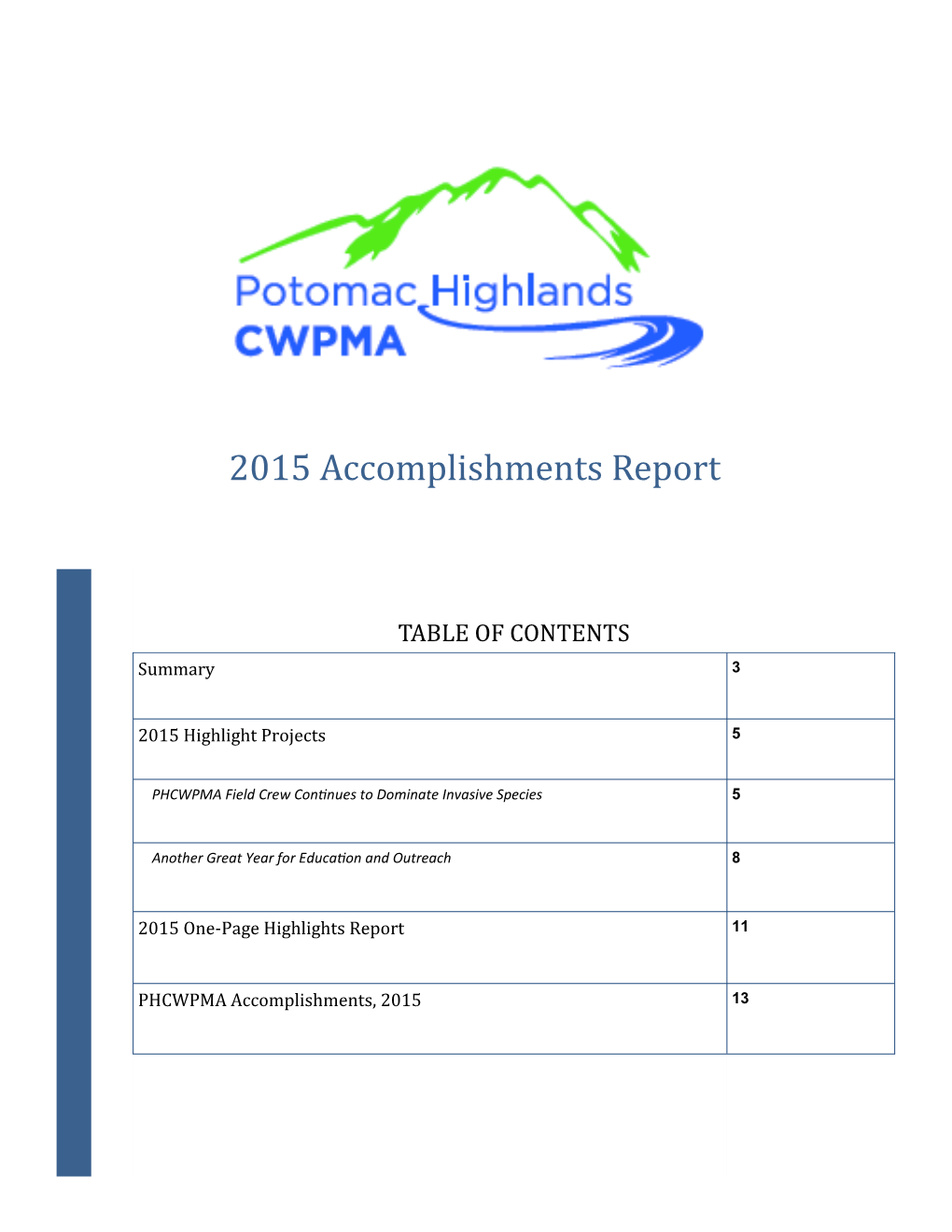 2015 Accomplishments Report