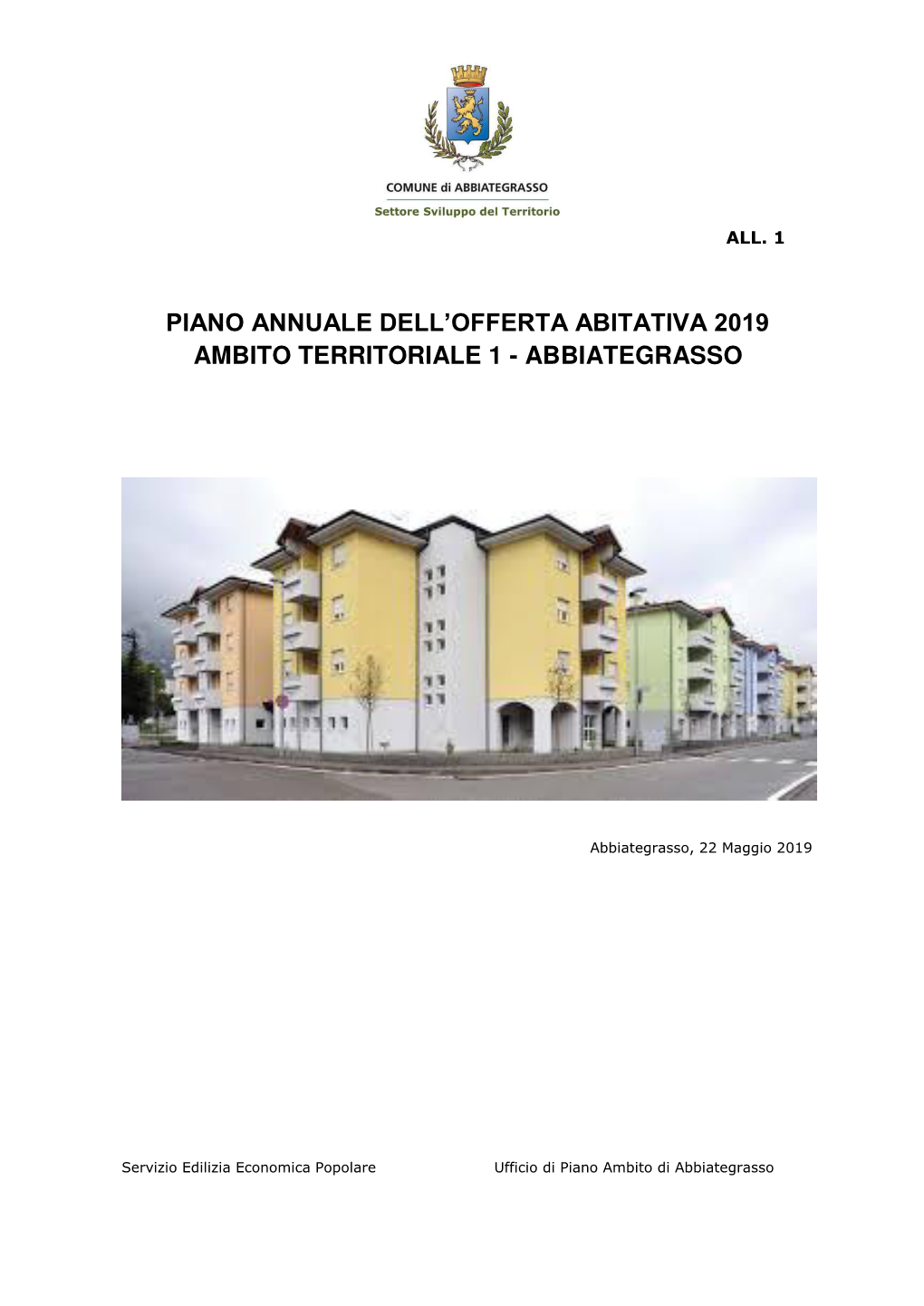 Piano Annuale Dell'offerta Abitativa 2019 Ambito Territoriale 1