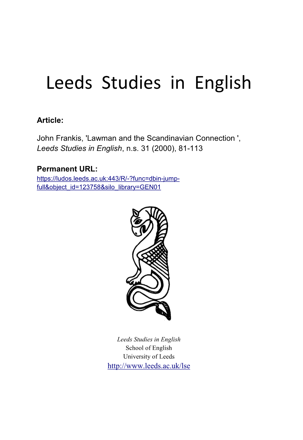 Leeds Studies in English