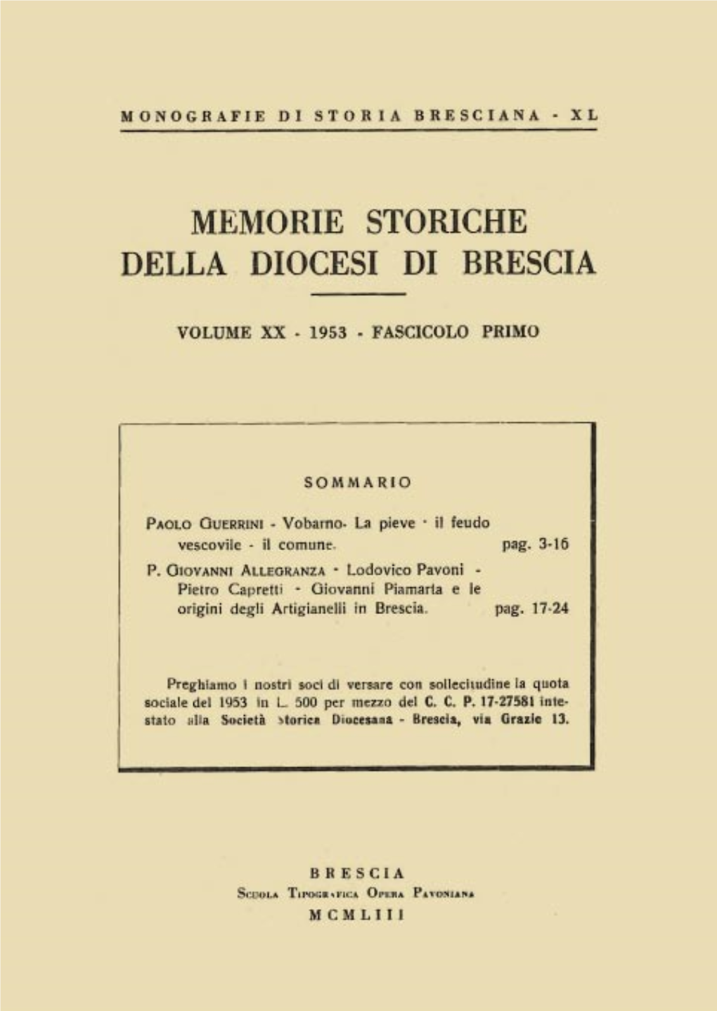 Memorie Storiche Della Diocesi Di Brescia