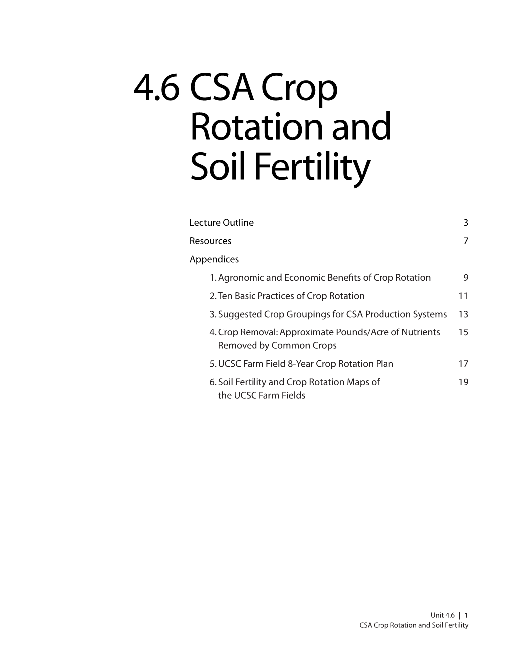 4.6 CSA Crop Rotation and Soil Fertility