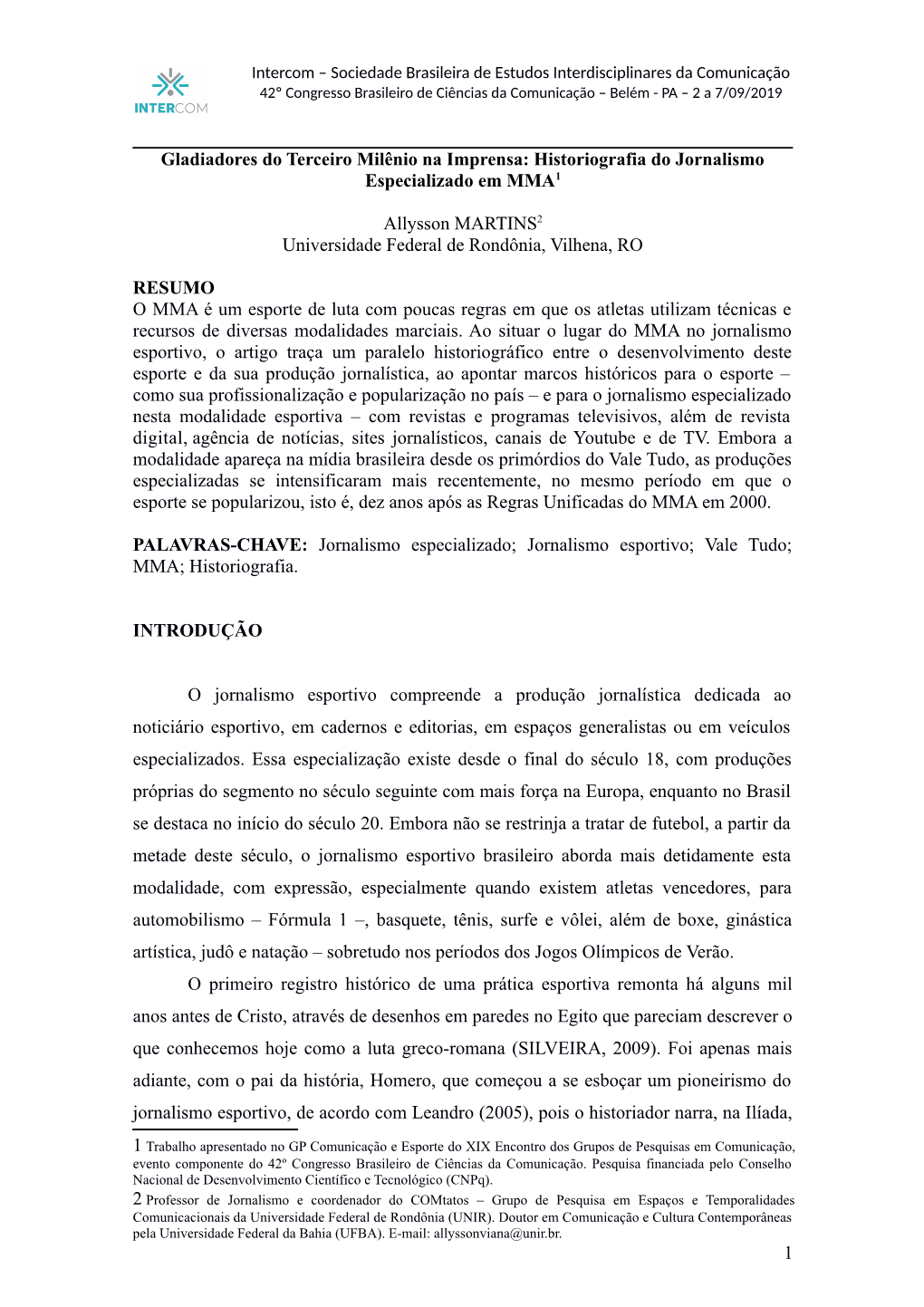 Historiografia Do Jornalismo Especializado Em MMA1 Allysson