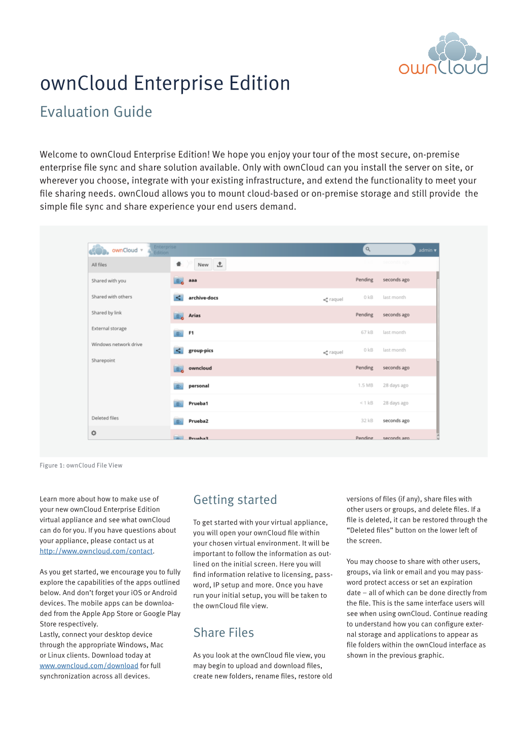 Owncloud Enterprise Edition Evaluation Guide