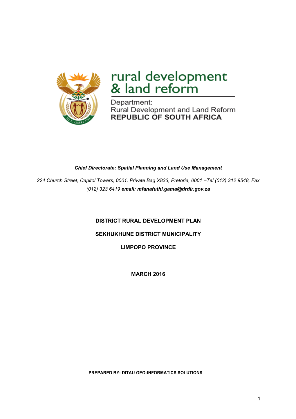 District Rural Development Plan Sekhukhune District