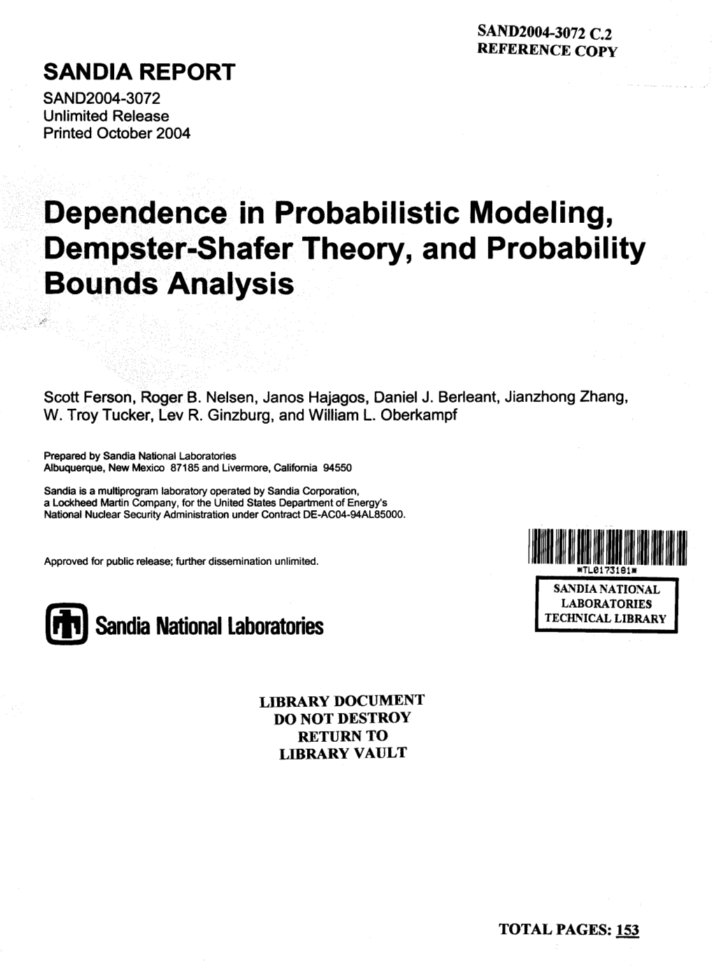 In Probabilistic Modeling, Hafer Theory, and Probability Nalysis