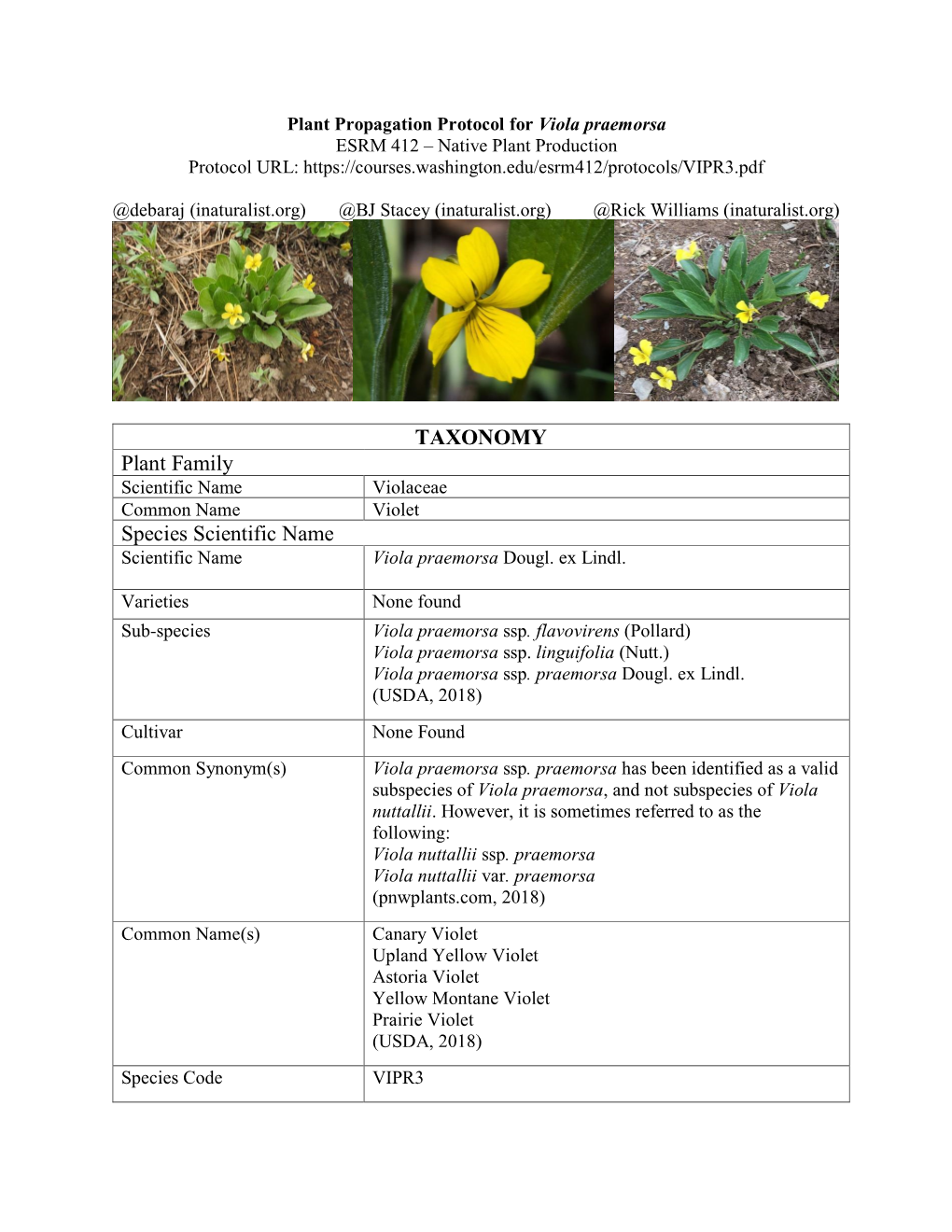 Draft Plant Propagation Protocol