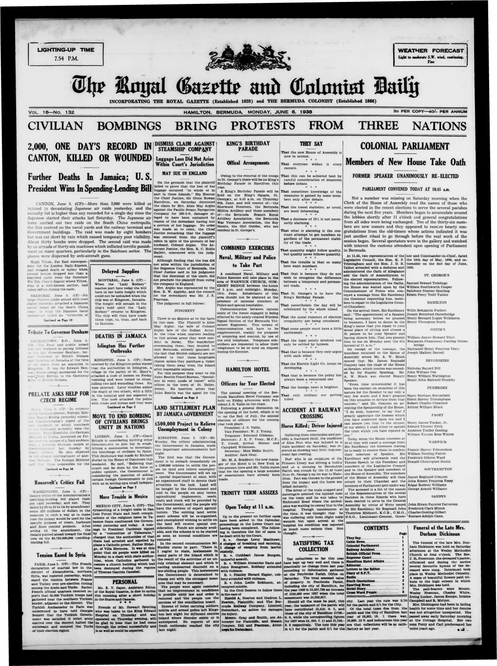 Ip* Sunjal (Gazrtfr Atid (&Atotttat Latlg INCORPORATING the ROYAL GAZETTE (Established 1828) and the BERMUDA COLONIST (Established 1866)