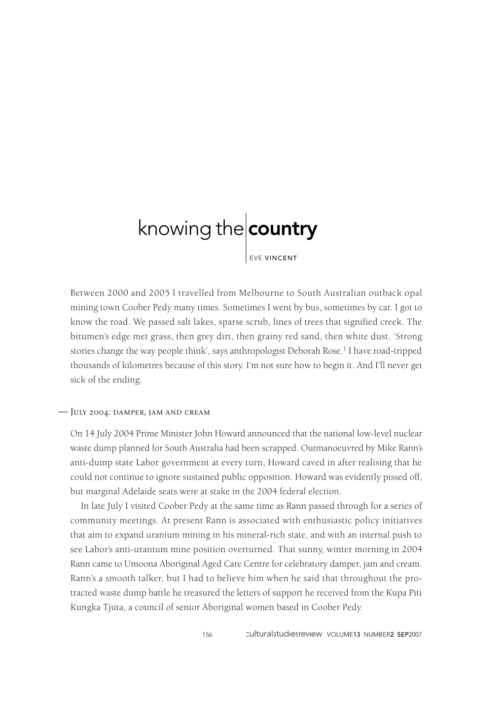 Knowing the Country