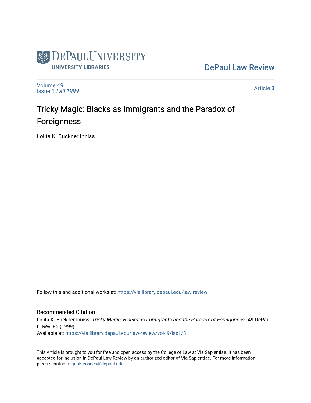Blacks As Immigrants and the Paradox of Foreignness