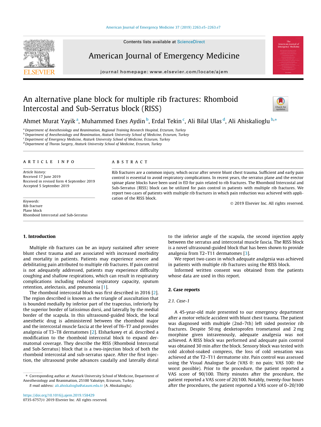 An Alternative Plane Block for Multiple Rib Fractures