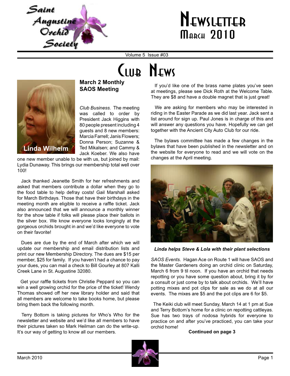 Newsletter March 2010