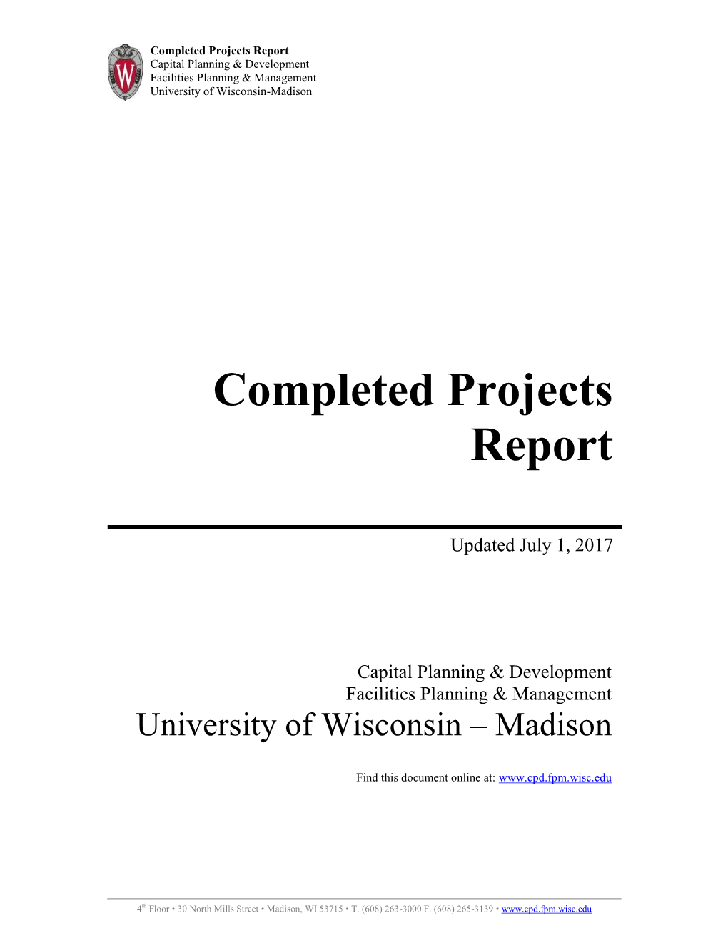 Quarterly Report of Completed Projects