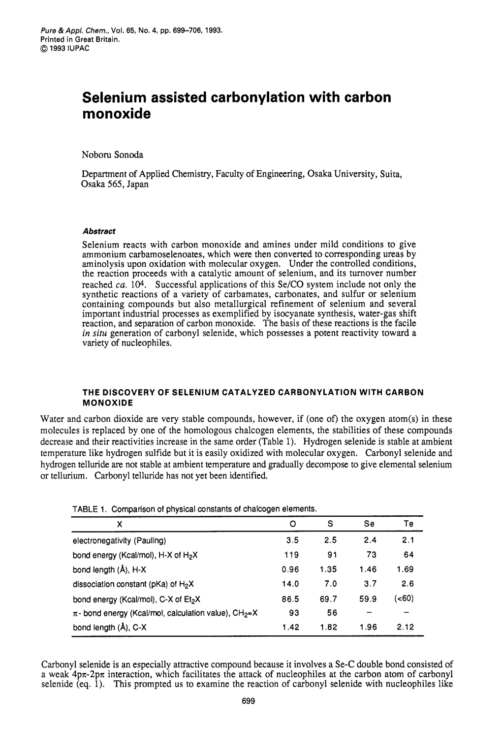 Selenium Assisted Carbonylation with Carbon Monoxide